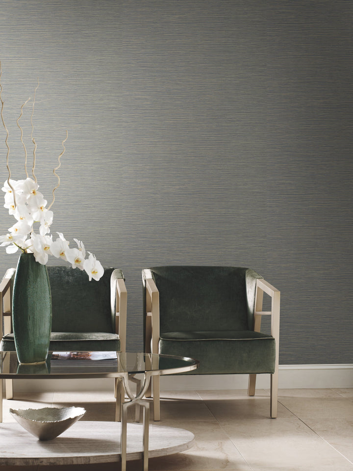 Ramie Weave Blue Wallpaper by York Wallcoverings Designer