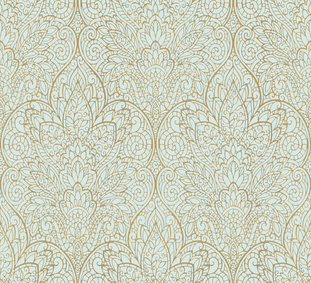 Paradise Blue Metallic Wallpaper by Candice Olson Candice Olson Decadence Covers about 57.2 square feet 20.8-in by 33-ft long roll Unpasted 25.25 - Fabric Carolina -