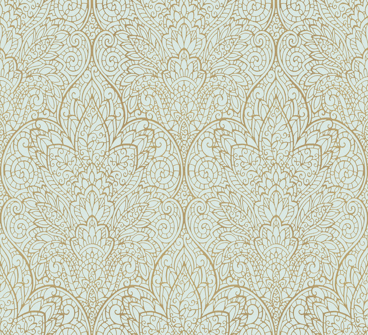 Paradise Blue Metallic Wallpaper by Candice Olson Candice Olson Decadence Covers about 57.2 square feet 20.8-in by 33-ft long roll Unpasted 25.25 - Fabric Carolina -