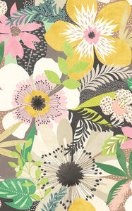 Janis Mustard Floral Riot Wallpaper by ohpopsi