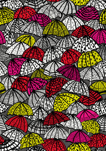Dara Red Jolly Brollies Wallpaper by ohpopsi