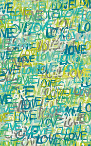 Indio Teal Love Scribble Wallpaper by ohpopsi