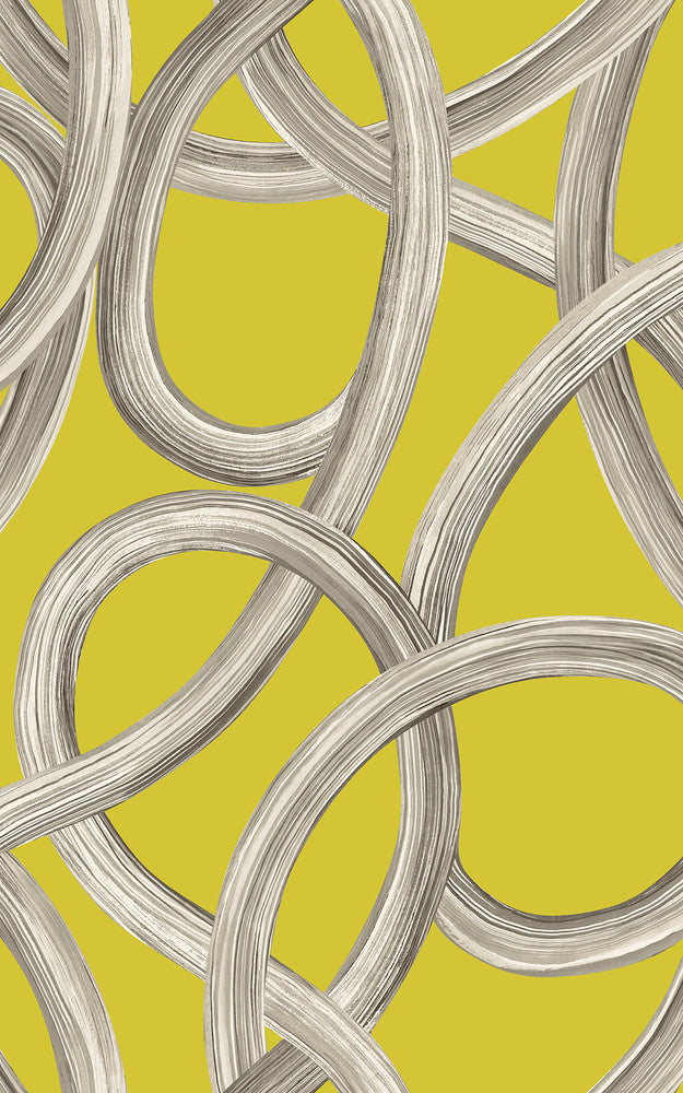 Calix Chartreuse Twisted Geo Wallpaper by ohpopsi Concept Covers about 54.2 square feet 19.7-in by 33-ft long roll Unpasted 31.5 - Fabric Carolina -
