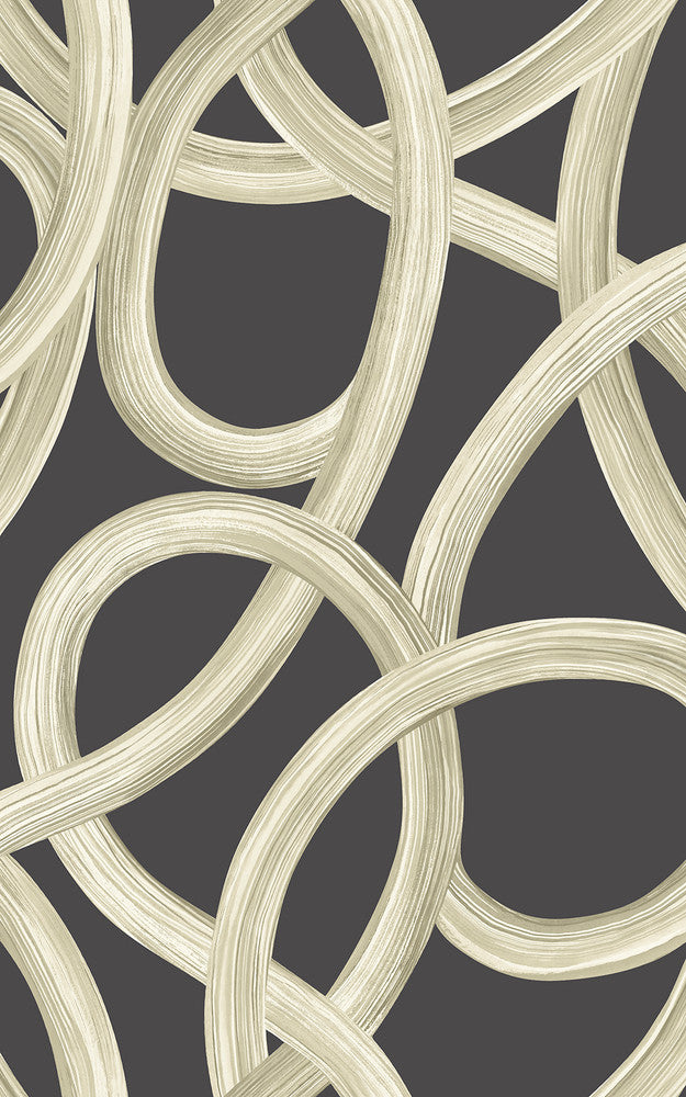 Calix Black Twisted Geo Wallpaper by ohpopsi Concept Covers about 54.2 square feet 19.7-in by 33-ft long roll Unpasted 31.5 - Fabric Carolina -