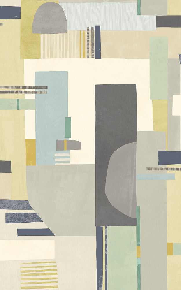 Rhodes Neutral Blocs Wallpaper by ohpopsi Concept Covers about 54.2 square feet 19.7-in by 33-ft long roll Unpasted 31.5 - Fabric Carolina -