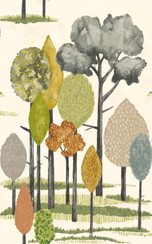 Cypress Olive Tall Trees Wallpaper by ohpopsi Concept Covers about 54.2 square feet 19.7-in by 33-ft long roll Unpasted 31.5 - Fabric Carolina -