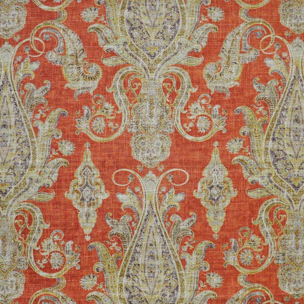 Cypress # 511 Tomato by Maxwell Fabric PRINT GALLERY 55% LINEN/45% RAYON CHINA V-25.25"H-27" 54" - Fabric Carolina -