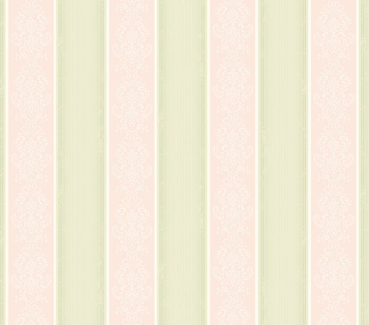 Arabelle Pink Alternating Damask Stripe Wallpaper by Chesapeake Cottage Garden Covers about 56.4 square feet 20.5-in by 33-ft long roll Prepasted 20.5 - Fabric Carolina -