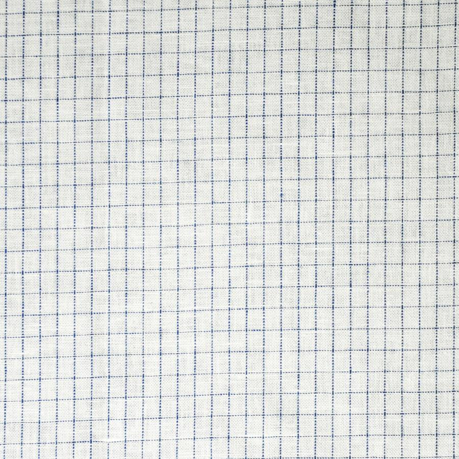 Crossword # 513 Indigo by Maxwell Fabric Stripes & Checks 100% LINEN INDIA V&H-0.5" 54" - Fabric Carolina -