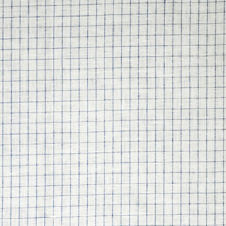 Crossword # 513 Indigo by Maxwell Fabric Stripes & Checks 100% LINEN INDIA V&H-0.5" 54" - Fabric Carolina -