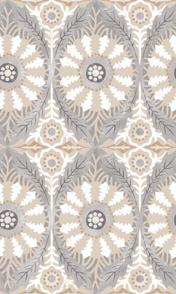 Neutral Savarin Wallpaper by Lemieux et Cie Christiane Lemieux Covers about 49.5 square feet 18-in by 33-ft long roll Unpasted 15 - Fabric Carolina -