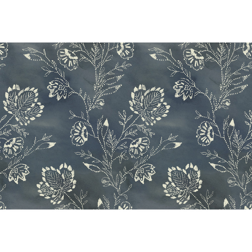 Barbier Blue Wallpaper by Lemieux et Cie Lemieux et Cie Covers about 60.8 square feet 27-in by 27-ft long roll Unpasted 18 - Fabric Carolina -