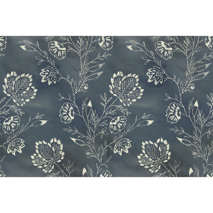 Barbier Blue Wallpaper by Lemieux et Cie Lemieux et Cie Covers about 60.8 square feet 27-in by 27-ft long roll Unpasted 18 - Fabric Carolina -