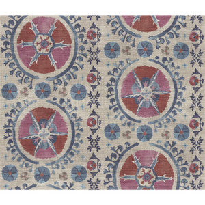 Fleurus Red & Blue Wallpaper by Lemieux et Cie