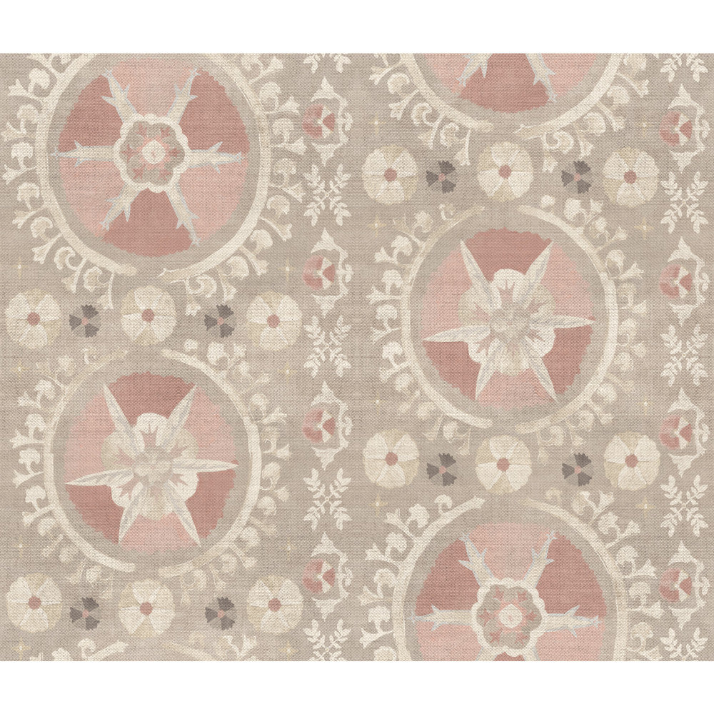 Fleurus Light Pink Wallpaper by Lemieux et Cie Lemieux et Cie Covers about 56.4 square feet 20.5-in by 33-ft long roll Prepasted 17.5 - Fabric Carolina -