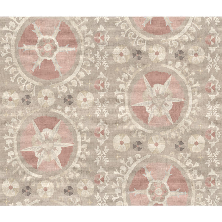 Fleurus Light Pink Wallpaper by Lemieux et Cie Lemieux et Cie Covers about 56.4 square feet 20.5-in by 33-ft long roll Prepasted 17.5 - Fabric Carolina -