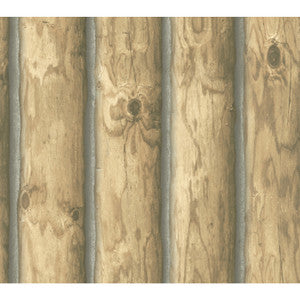 Mountain Logs Light Brown Wallpaper by York Wallcoverings