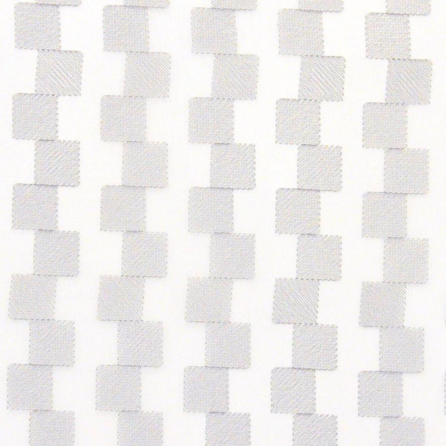 Crete # 513 Silver by Maxwell Fabric Sheer Paths 100% POLYESTER TURKEY V-2" H-2" 118" EMB. WIDTH 110" - Fabric Carolina -