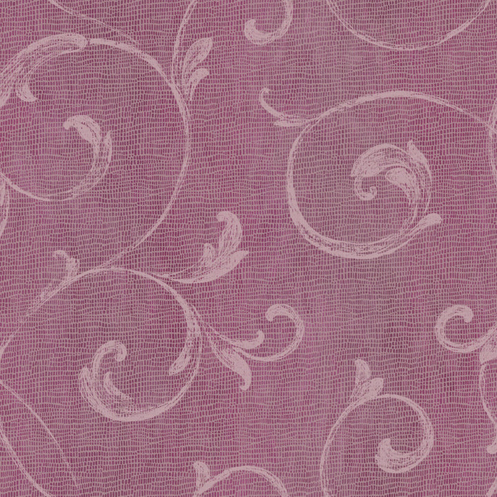 Gibby Purple Leafy Scroll Wallpaper by Lucky Day Christel Covers about 56.4 square feet 20.5-in by 33-ft long roll Prepasted 20.5 - Fabric Carolina -