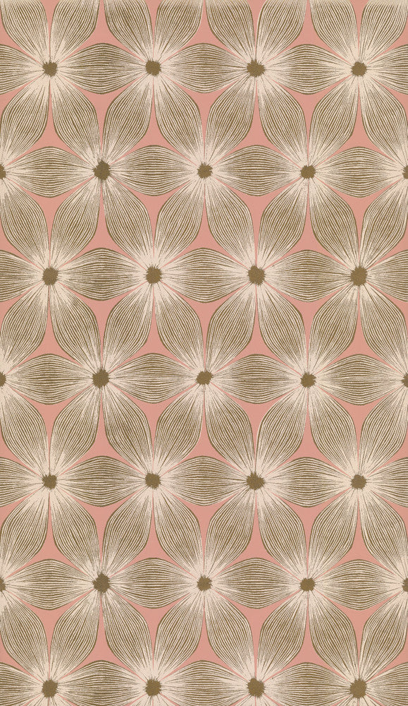 Everlasting Coral & Gold Wallpaper by Candice Olson Candice Olson Modern Artisan II Covers about 57.8 square feet 21-in by 33-ft long roll Unpasted 21 - Fabric Carolina -