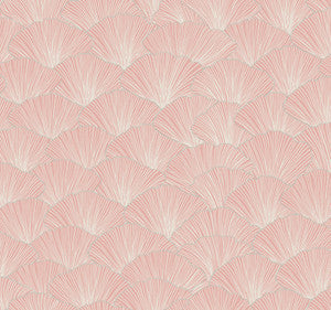 Luminous Gingko Coral Wallpaper by Candice Olson