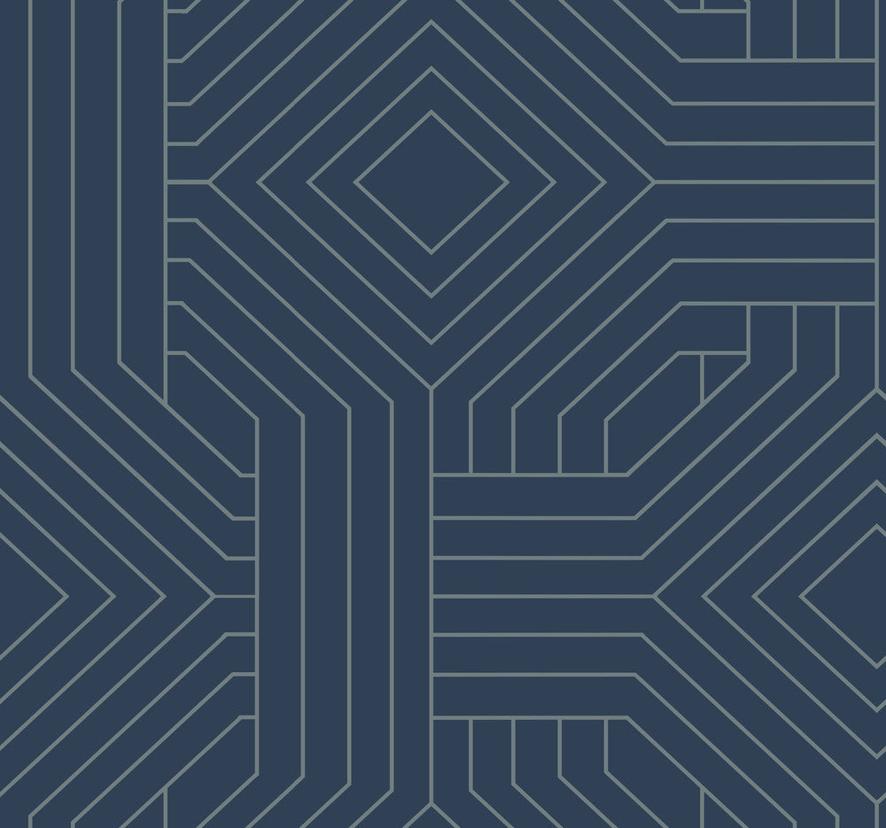 Diverging Diamonds Navy Wallpaper by Candice Olson Candice Olson Modern Artisan II Covers about 60.8 square feet 27-in by 27-ft long roll Unpasted 25.25 - Fabric Carolina -