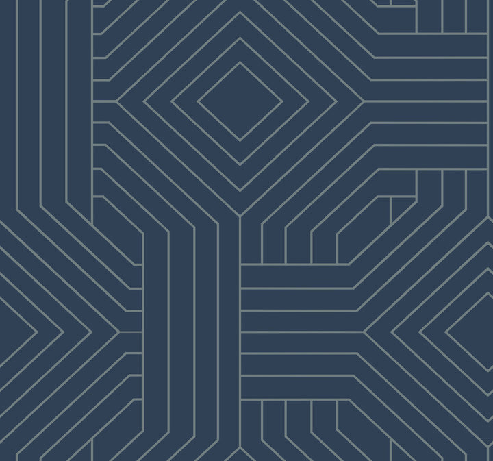 Diverging Diamonds Navy Wallpaper by Candice Olson Candice Olson Modern Artisan II Covers about 60.8 square feet 27-in by 27-ft long roll Unpasted 25.25 - Fabric Carolina -