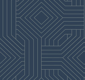 Diverging Diamonds Navy Wallpaper by Candice Olson