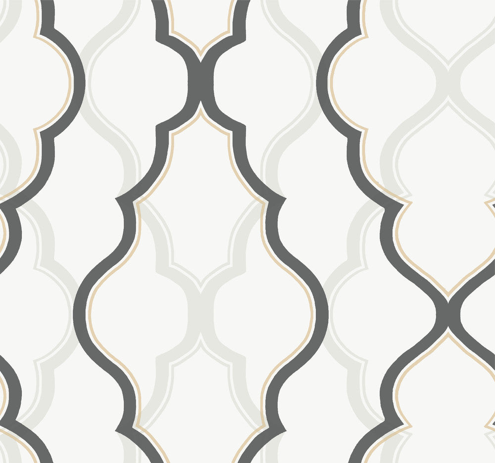 Double Damask White & Black Wallpaper by Candice Olson Candice Olson Modern Artisan II Covers about 60.8 square feet 27-in by 27-ft long roll Unpasted 25.25 - Fabric Carolina -
