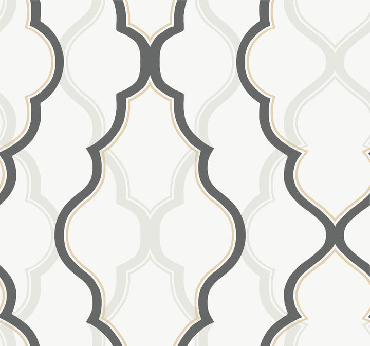 Double Damask White & Black Wallpaper by Candice Olson Candice Olson Modern Artisan II Covers about 60.8 square feet 27-in by 27-ft long roll Unpasted 25.25 - Fabric Carolina -