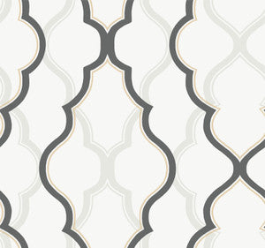 Double Damask White & Black Wallpaper by Candice Olson
