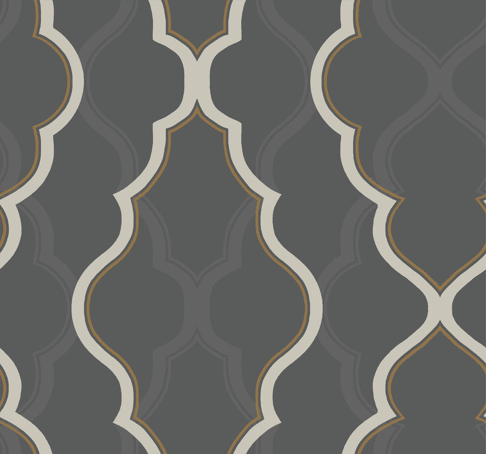 Double Damask Black Wallpaper by Candice Olson Candice Olson Modern Artisan II Covers about 60.8 square feet 27-in by 27-ft long roll Unpasted 25.25 - Fabric Carolina -