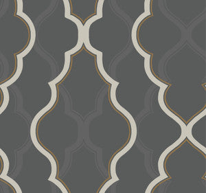 Double Damask Black Wallpaper by Candice Olson