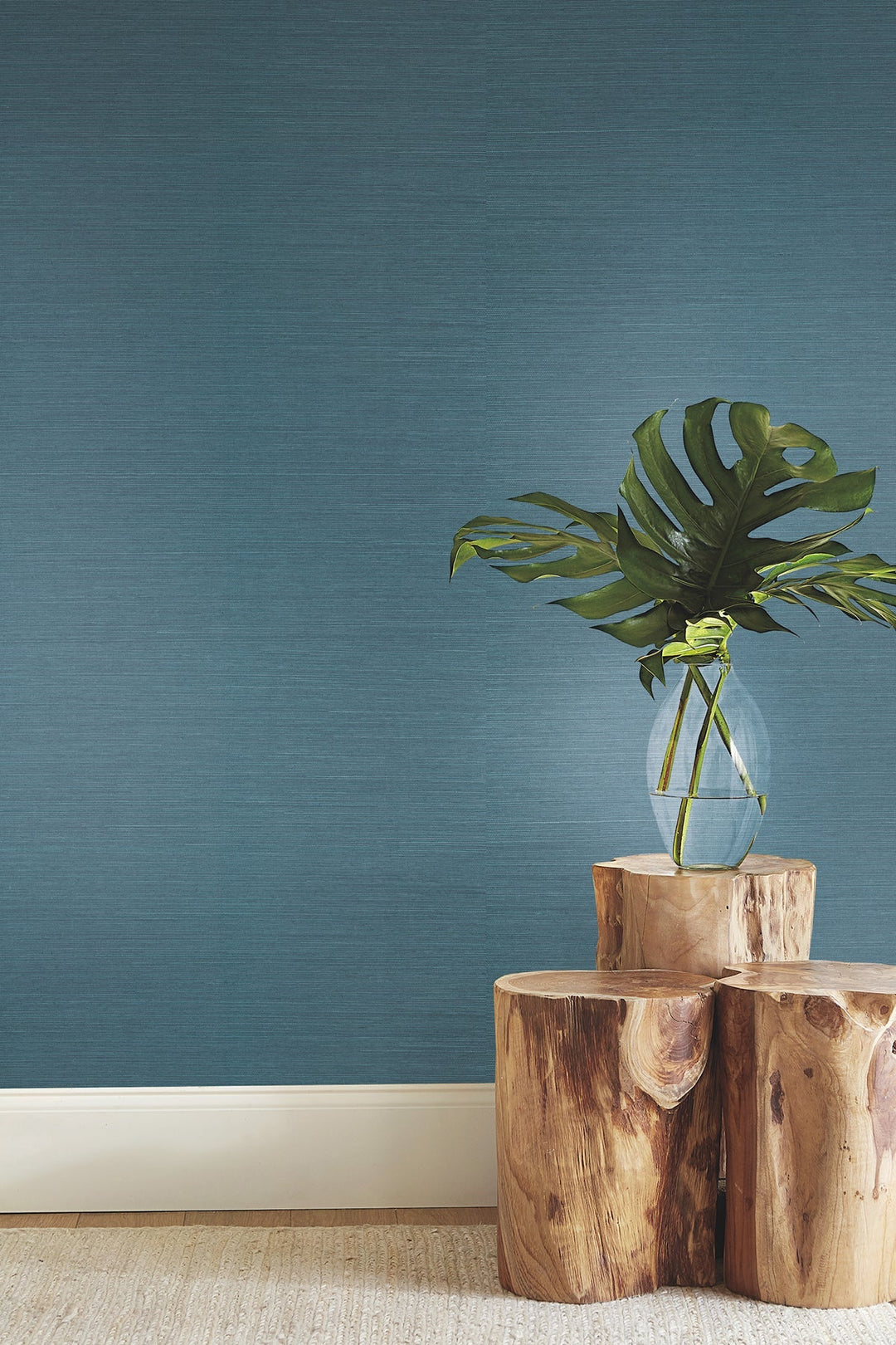 Sisal Twill Grasscloth Teal Wallpaper by York Wallcoverings Designer