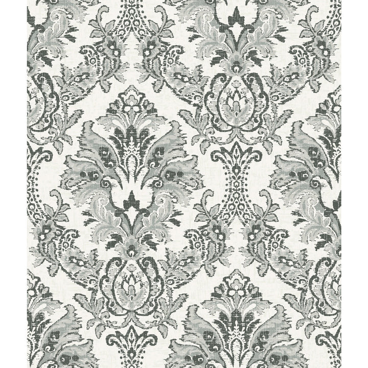 Bold Brocade Black Wallpaper by York Wallcoverings Impressionist Covers about 56.4 square feet 20.5-in by 33-ft long roll Unpasted 24 - Fabric Carolina -