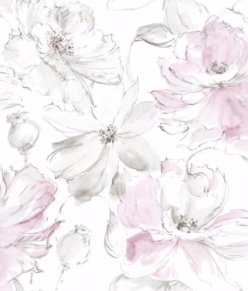 Floral Dreams Red Wallpaper by York Wallcoverings Impressionist Covers about 56.4 square feet 20.5-in by 33-ft long roll Unpasted 24 - Fabric Carolina -