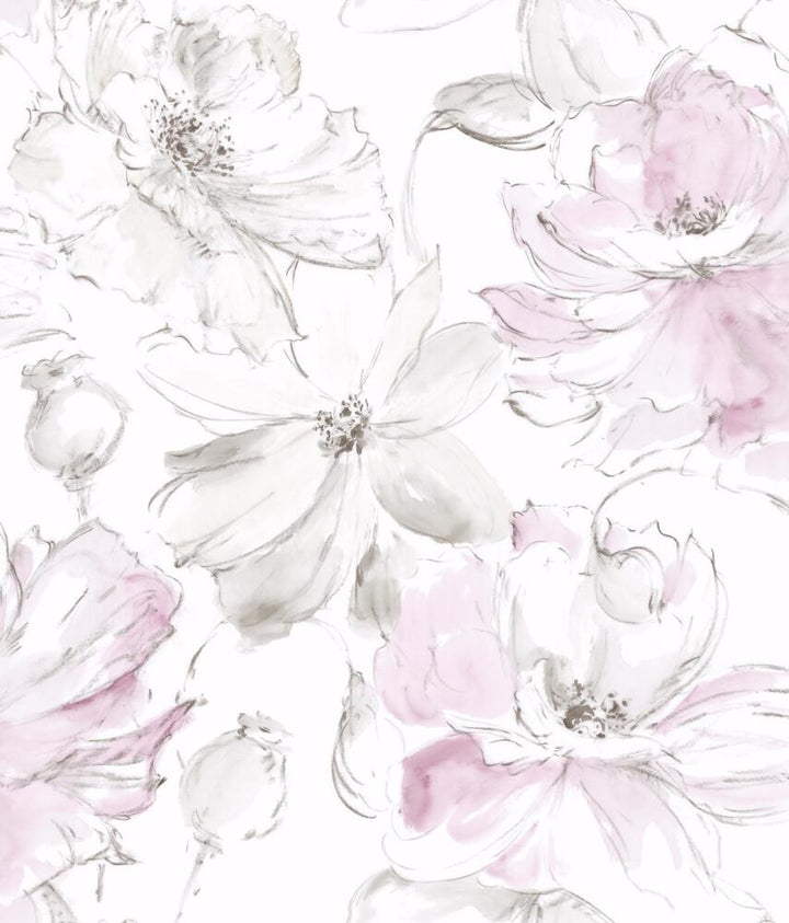 Floral Dreams Red Wallpaper by York Wallcoverings Impressionist Covers about 56.4 square feet 20.5-in by 33-ft long roll Unpasted 24 - Fabric Carolina -