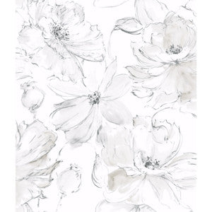 Floral Dreams Grey Wallpaper by York Wallcoverings