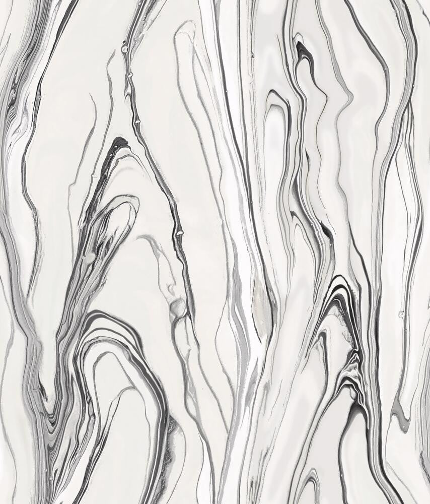 Liquid Marble Black Wallpaper by York Wallcoverings Impressionist Covers about 56.4 square feet 20.5-in by 33-ft long roll Unpasted 24 - Fabric Carolina -