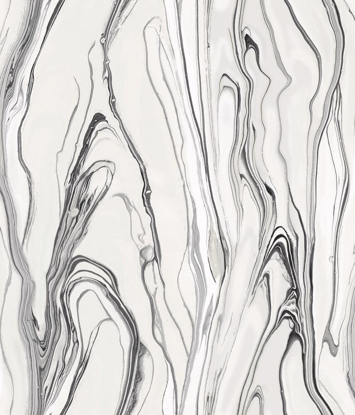 Liquid Marble Black Wallpaper by York Wallcoverings Impressionist Covers about 56.4 square feet 20.5-in by 33-ft long roll Unpasted 24 - Fabric Carolina -