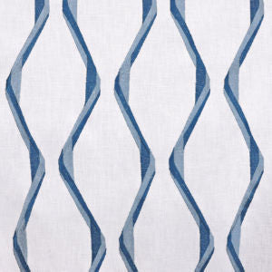 Clemens White Navy by Norbar Designer Fabric PRISM SEAVIEW 55% COTTON - 21% RAYON INDIA 7 1/2"V 5"H 52 - Swanky Fabrics -