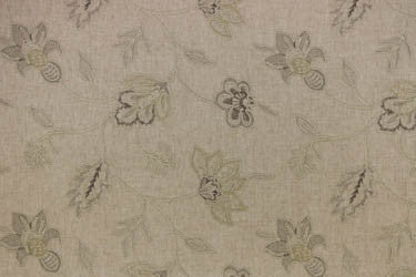 Clipperton Mica by Richloom Fabric See sample 70% Polyester, 30% Linen base w/100% Polyester Emb. USA or Imported 6K </p><p>Repeat: V9.45" x H13" 56" - Fabric Carolina -