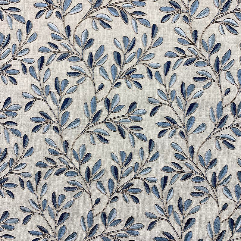 Clovie Bluebell by Magnolia Designer Fabric - 100% Poly, Emb- 100% Vis India 51000 Horizontal: 10.4 and Vertical: 9.4 54 - Swanky Fabrics -