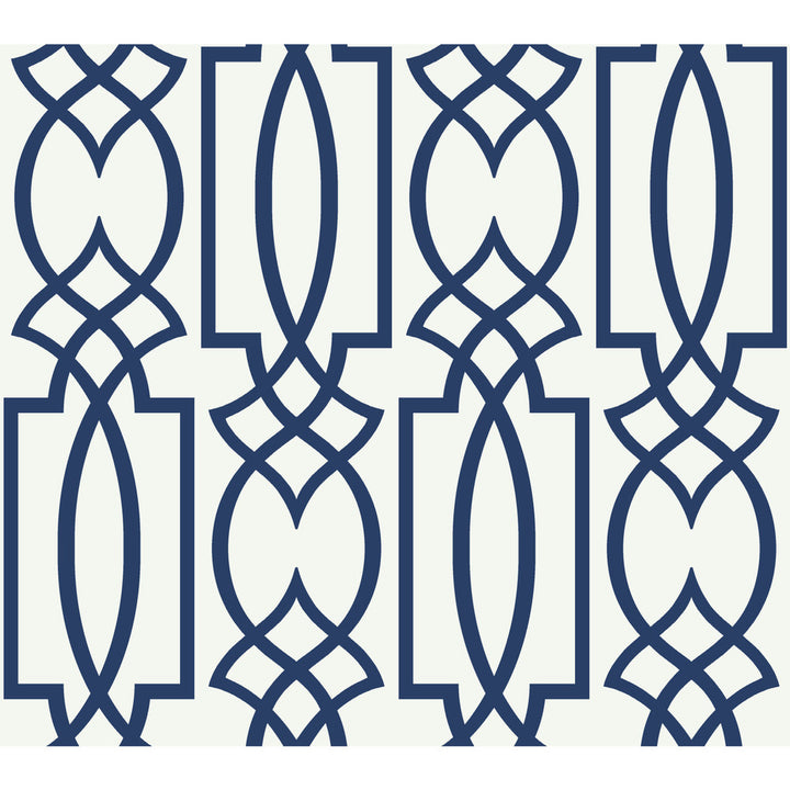 Large Lattice Blue Wallpaper by York Wallcoverings Best Sellers Covers about 60.8 square feet 27-in by 27-ft long roll Prepasted 24 - Fabric Carolina -