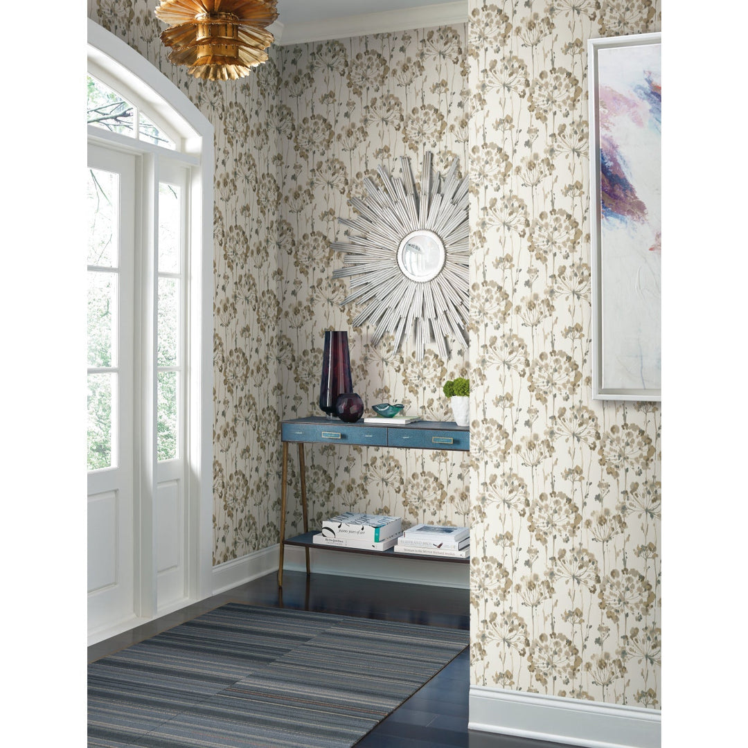Flourish Taupe Metallic Wallpaper by Candice Olson Designer