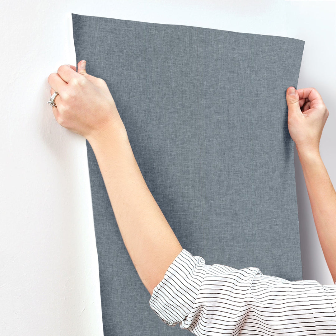 Loominosity Slate Faux Linen Wallpaper by Candice Olson Designer