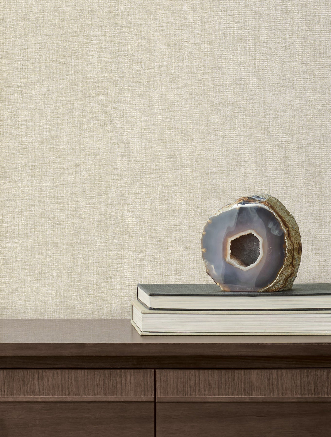 Loominosity Champagne Faux Linen Wallpaper by Candice Olson Designer