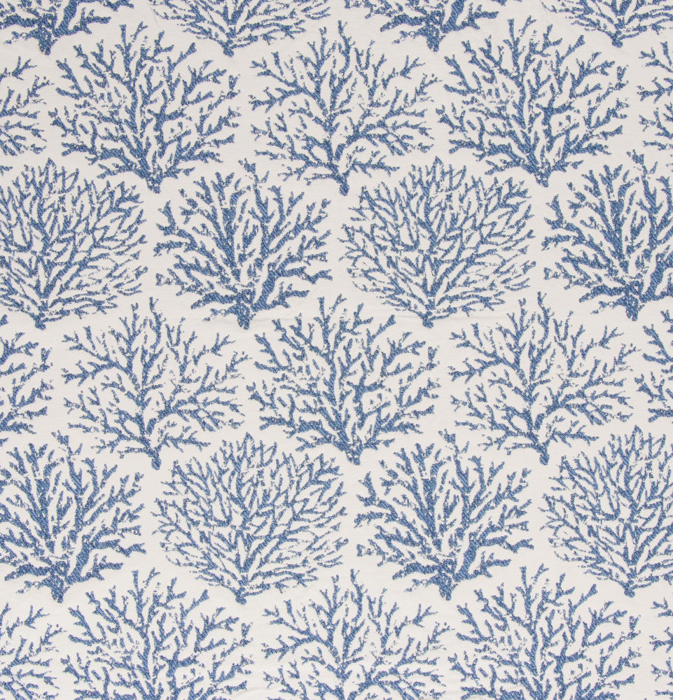 Coraline Denim by Bella-Dura Designer Fabric  100% BELLA DURA POLYOLEFIN USA 70000 H: 13.5''' V: 20'' 54.25''  - Swanky Fabrics -