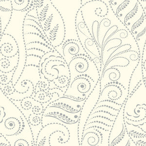 Silver & White Metallic Modern Fern Wallpaper by Candice Olson