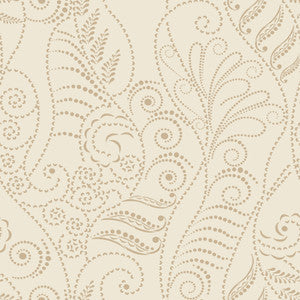 Gold & Cream Metallic Modern Fern Wallpaper by Candice Olson